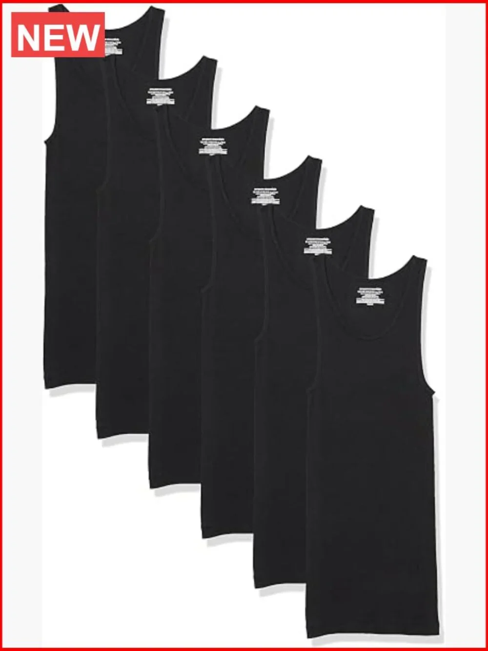Men's Cotton Slim Fit Tank Undershirt Pack of 6 Lightweight